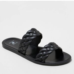 Shade and Shore double strap braided black sandals size 9